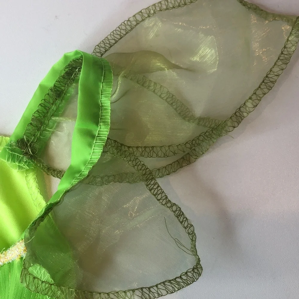 Disney Tinker Bell Lime Green Halloween Costume Dress Girls Small 4-6x NWOT